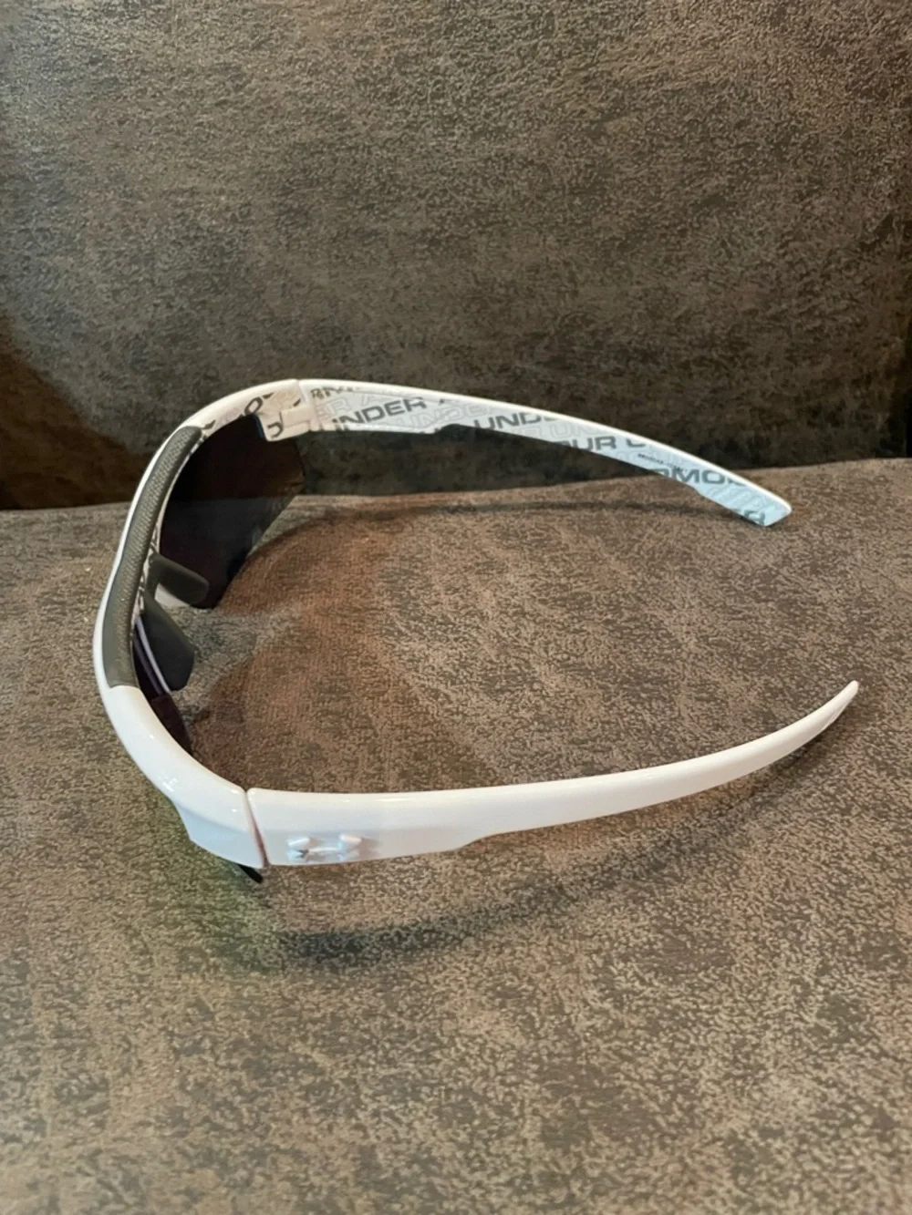 Under Armour White Frame Sunglasses with Orange-Gold Mirrored Lenses